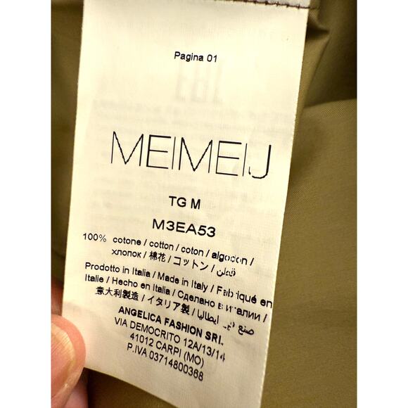 Meimeij Khaki Long Dress Pockets Vneck Short Sleeve Italian Lagenlook Fall M - Picture 5 of 10